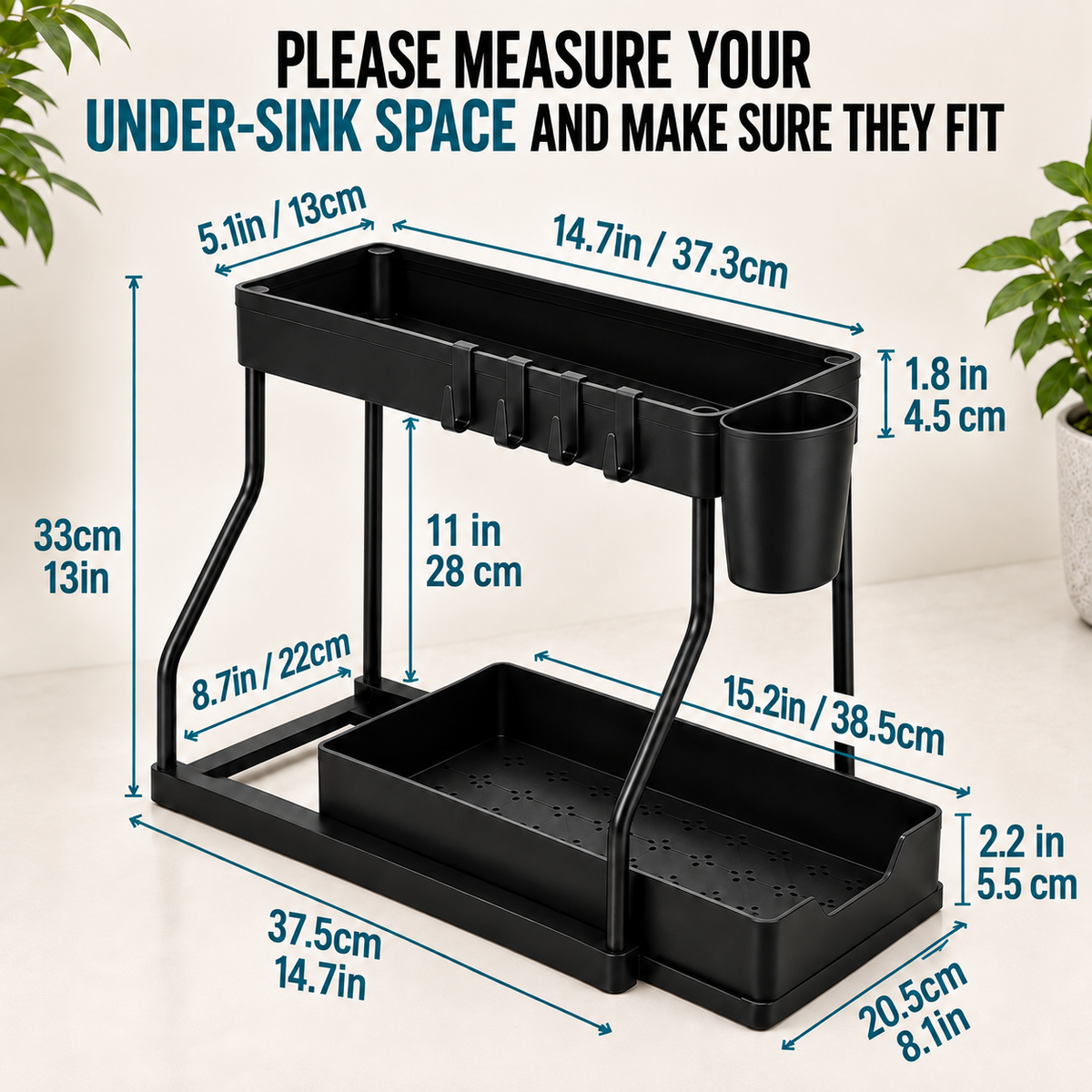 2 Tier Under Sink Storage Organiser
