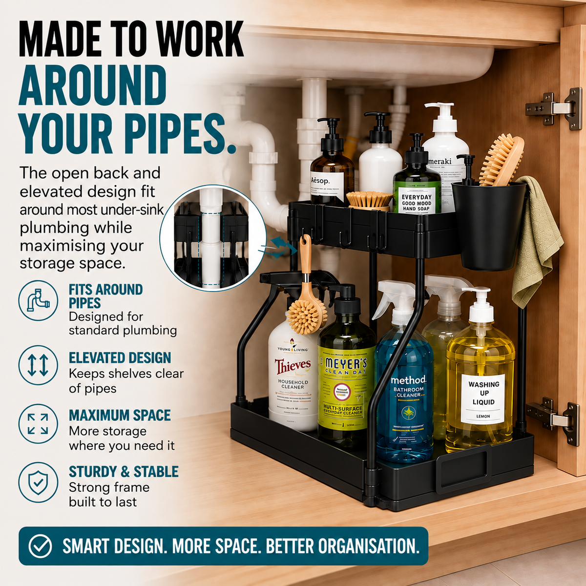 2 Tier Under Sink Storage Organiser