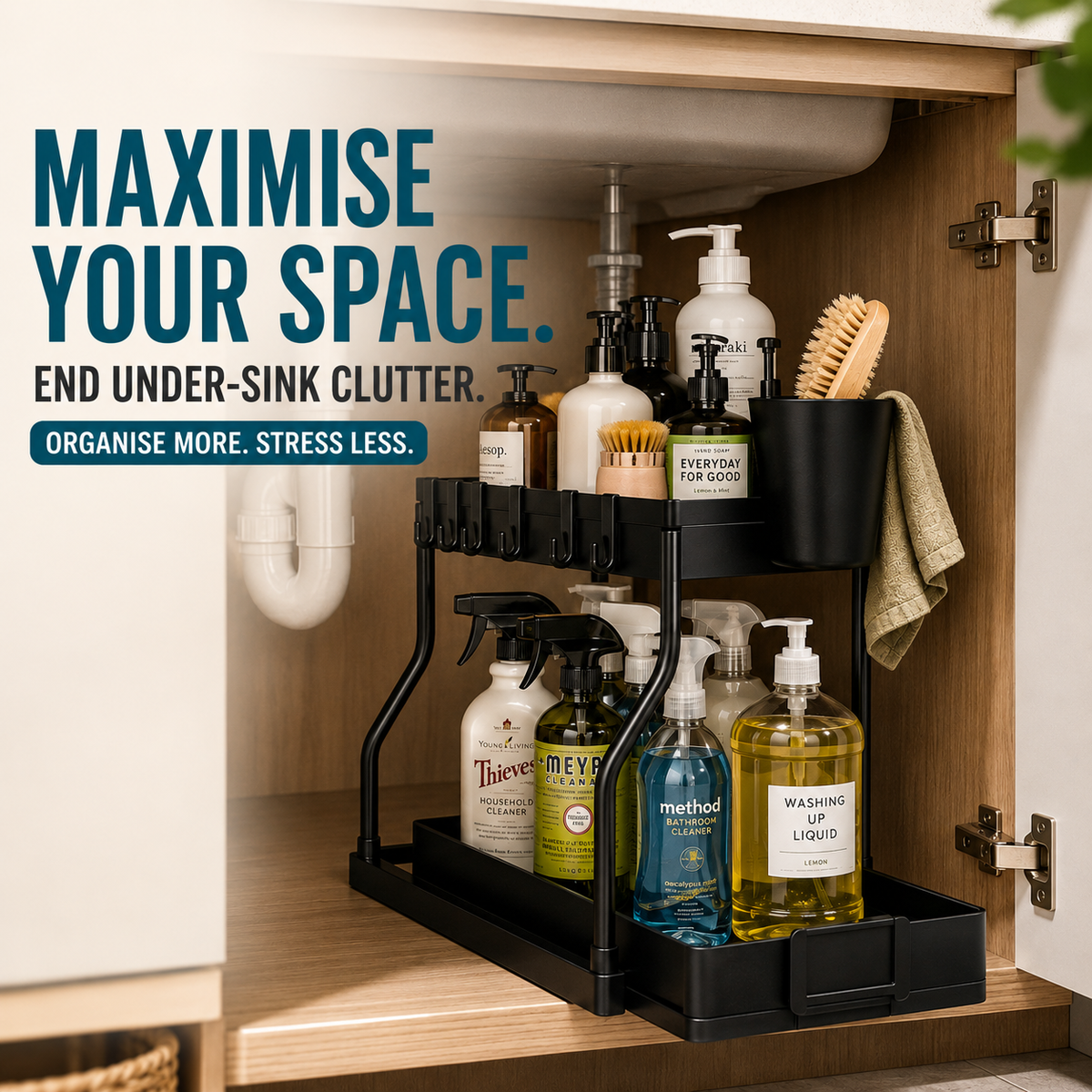 2 Tier Under Sink Storage Organiser